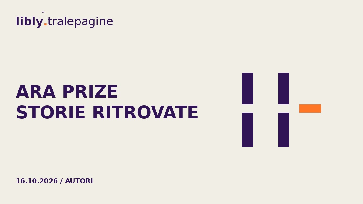 Due bande viola interrotte e un ritaglio arancione su avorio, per le storie ritrovate dell’ARA Prize.