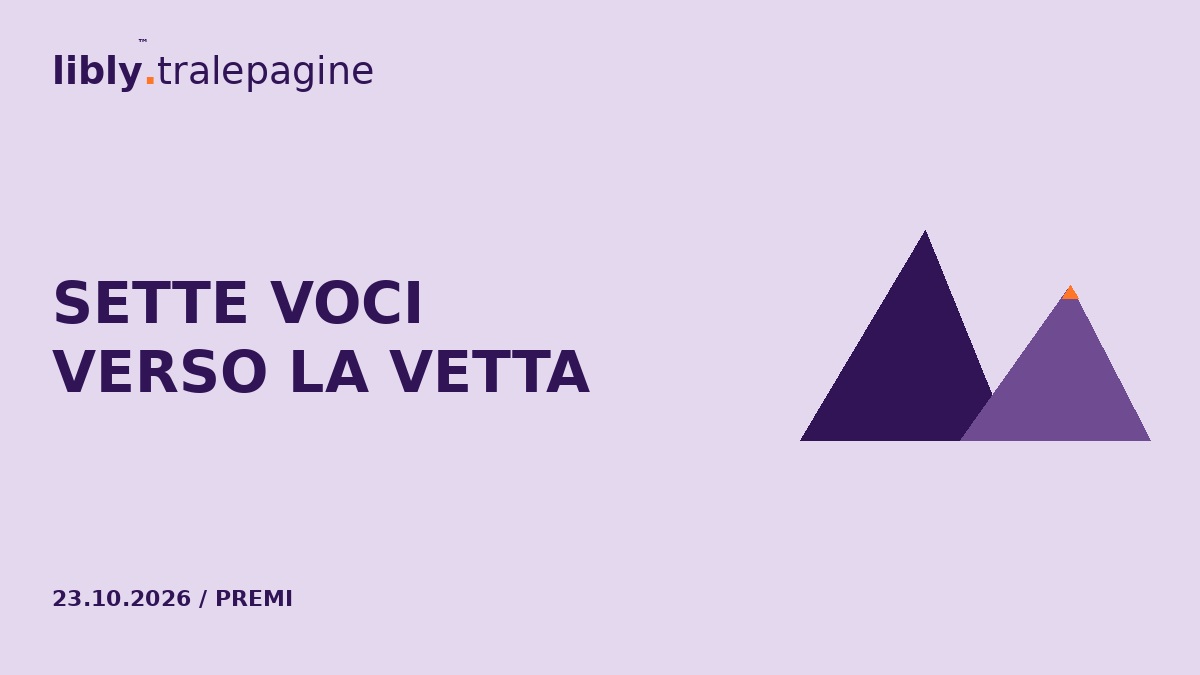 Due triangoli viola si sovrappongono sotto un piccolo vertice arancione.