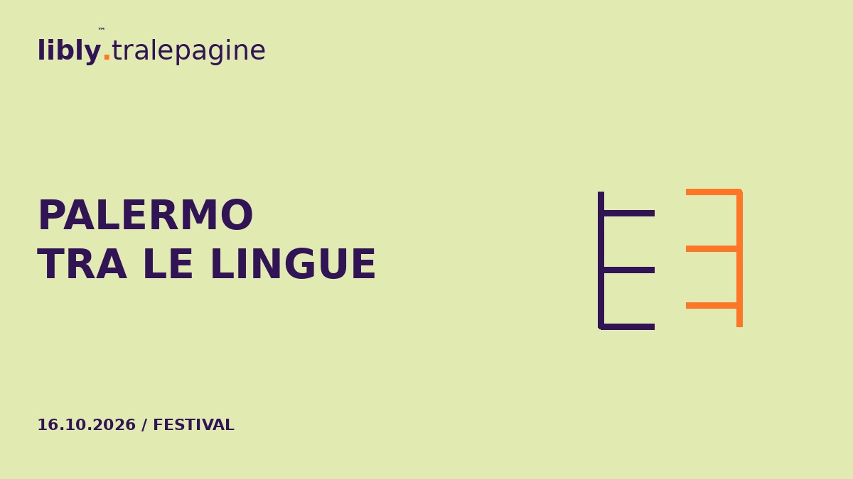 Due segni a pettine viola e arancione si fronteggiano su lime, per il dialogo fra lingue a Palermo.